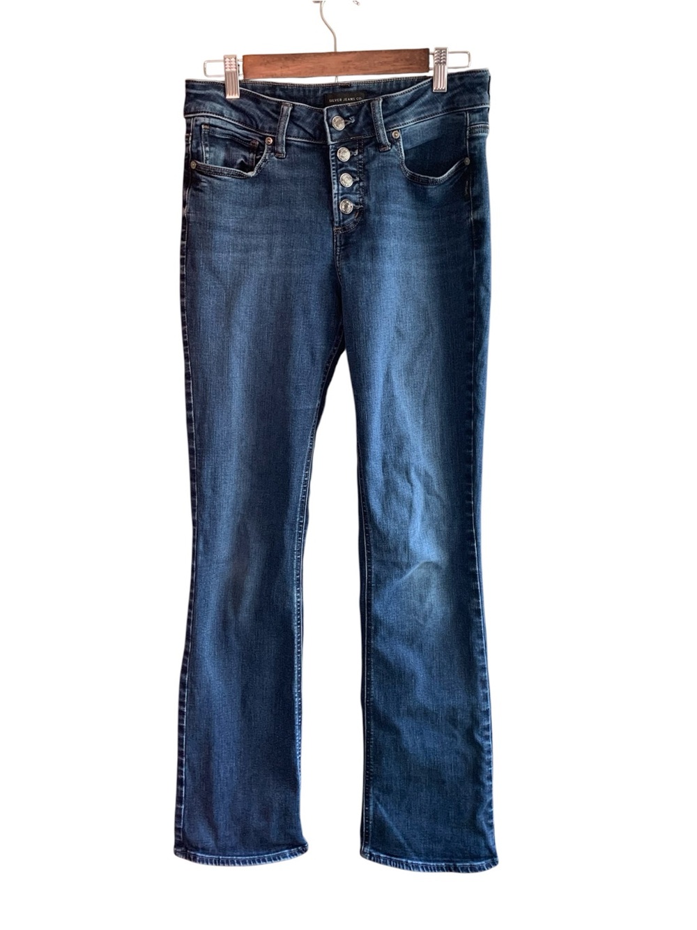 Silver Jeans Dark Blue Bootcut Women’s Jeans with Button Fly